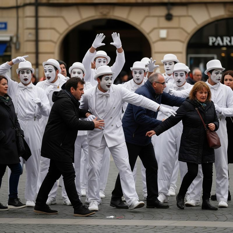 The Case of the Mandatory Mime Flash Mob