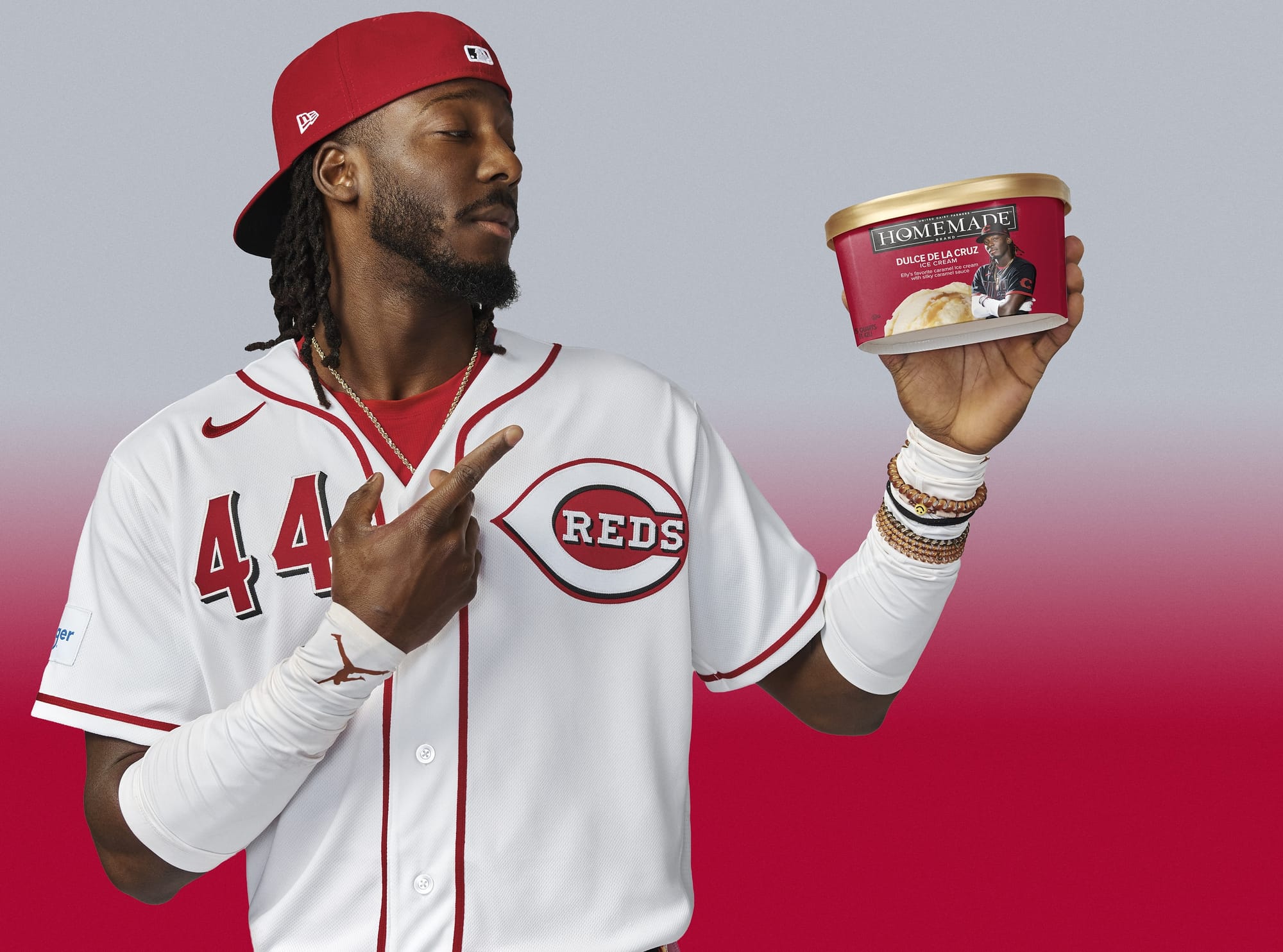 The eye-catching red packaging celebrates Elly De La Cruz both on and off the field (Image provided by UDF). The eye-catching red packaging celebrates Elly De La Cruz both on and off the field (Image provided by UDF).