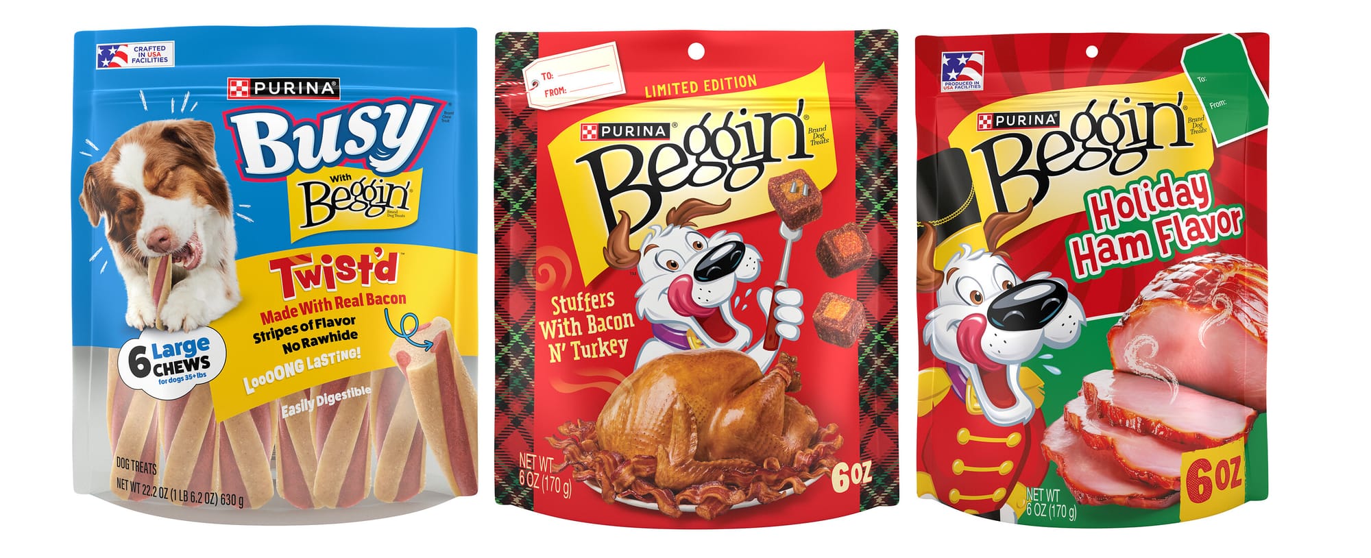 Dogs can join Thanksgiving without raiding the table with Beggin’ holiday dog treats made with real bacon. Dogs can join Thanksgiving without raiding the table with Beggin’ holiday dog treats made with real bacon.