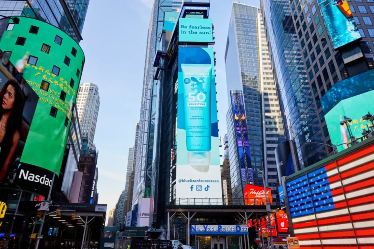 Revance celebrates National Sunscreen Day with Blue Lizard Australian Sunscreen billboard in Times Square