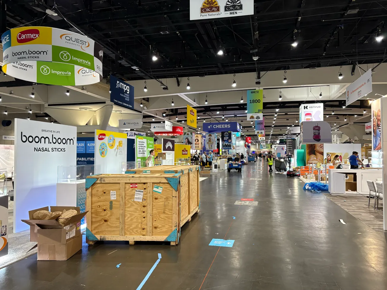 Exhibitors set up for tomorrow's TSE show floor