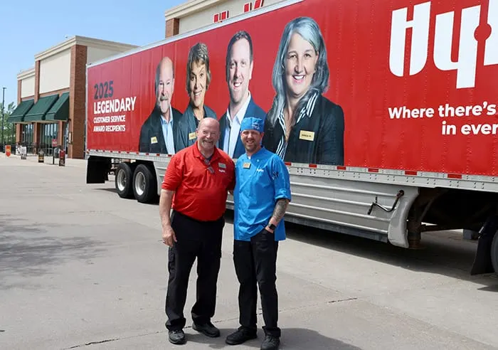 Rochester-area Hy-Vee employees honored with pictures on truck for legendary customer service
