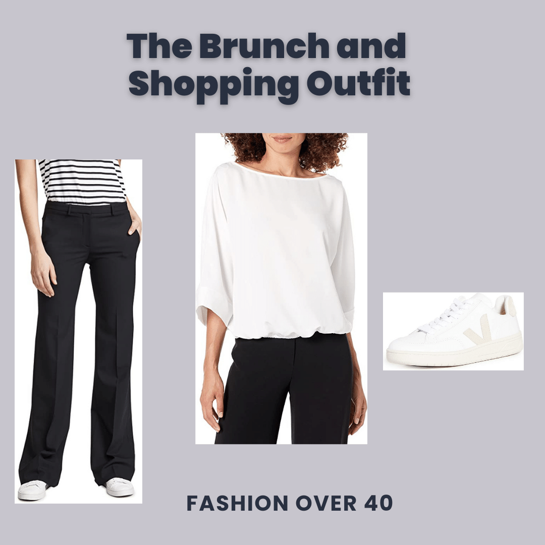 Theory Trousers Trina Turk Top and Veja Shoes SOURCE: Amazon