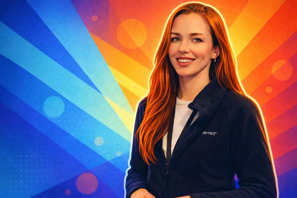 Illustrated portrait of Yevheniia Kliuieva, co-founder and COO of Ukrainian drone motor manufacturer Aeromotors.