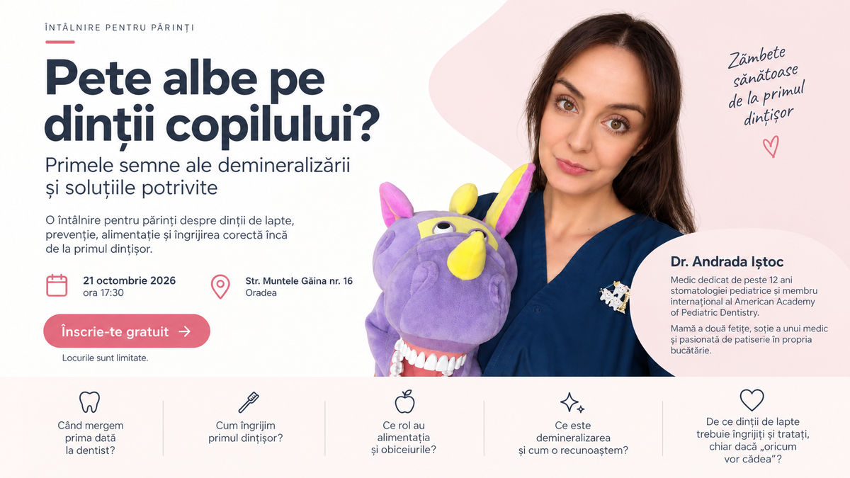 Pete albe pe dinții copilului