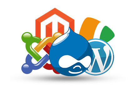 Icons von verschiedenen CMS: z. B. Wordpress, Joomla