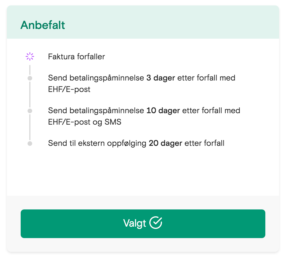 Skjermbilde fra Fiken som viser valg av fakturaoppfølging