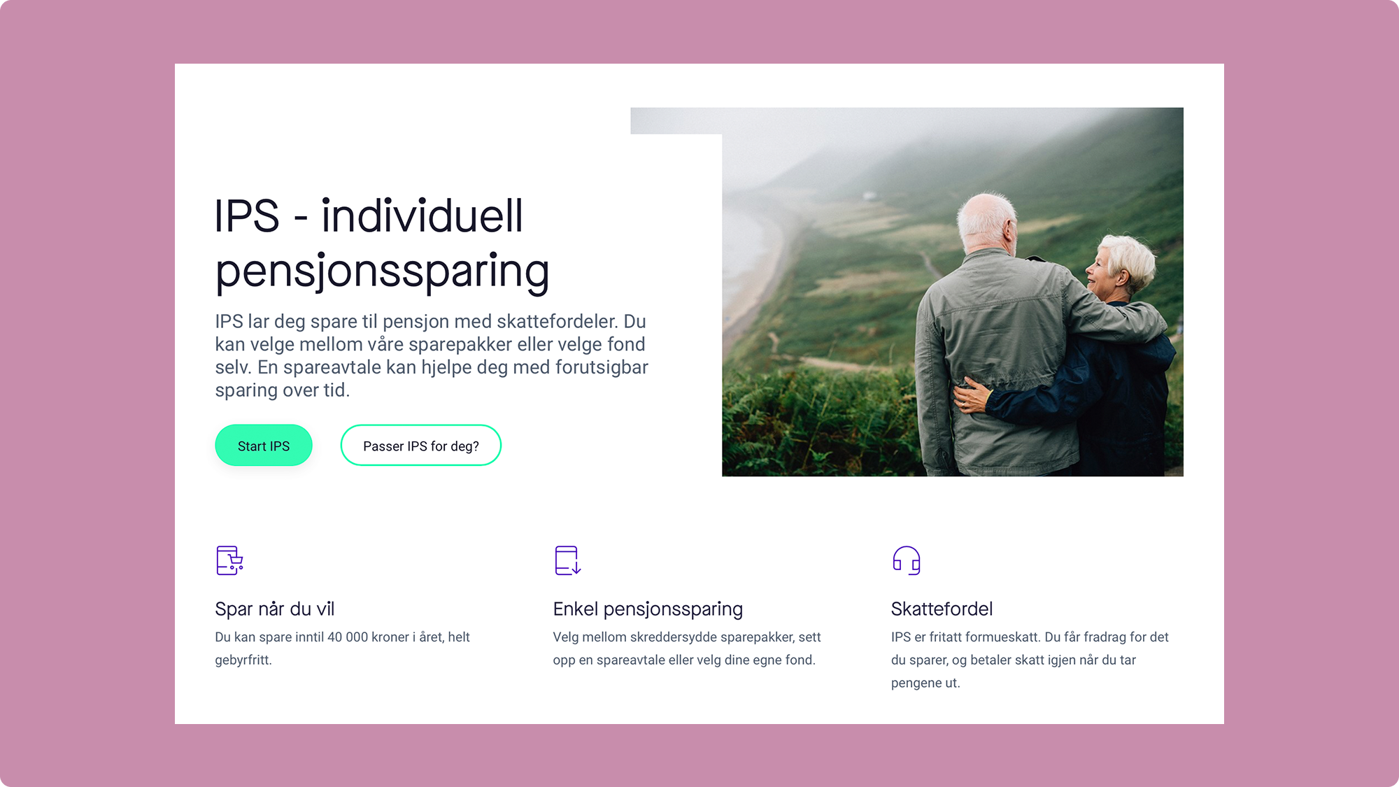 Skjermbilde som viser info om Individuell pensjonssparing (IPS) hos Sbanken.