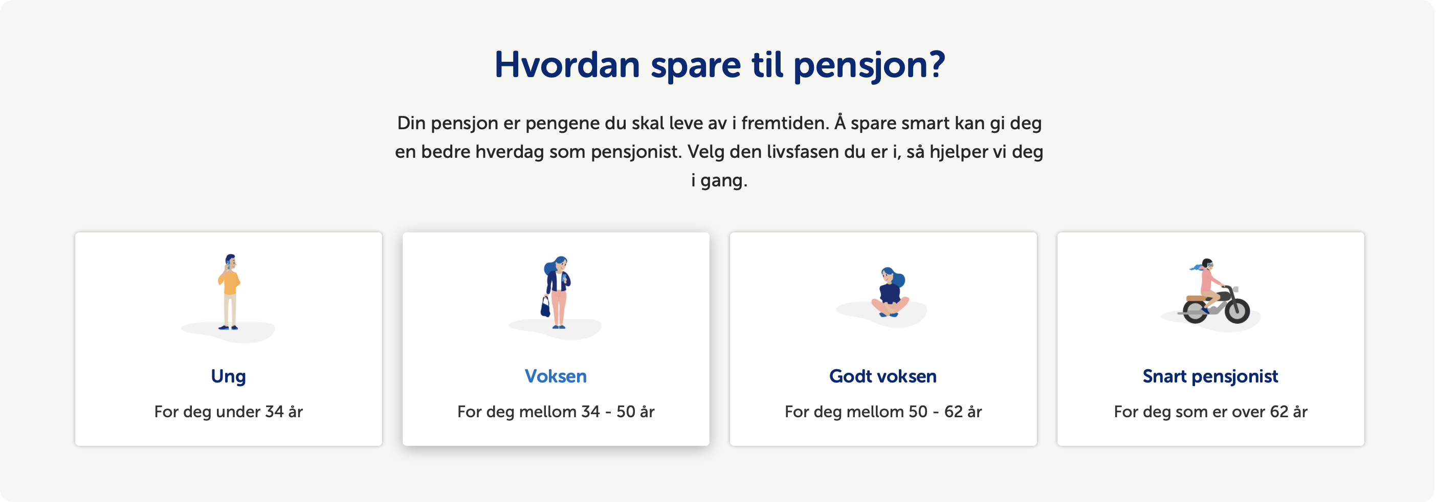 Skjermbilde fra bank, hvor du kan få informasjon om pensjon basert på din alder
