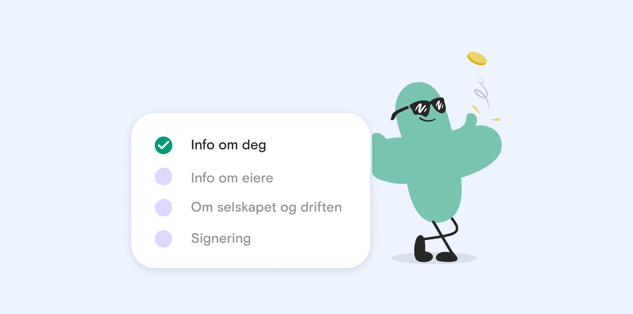 Illustrasjon som viser hvilken informasjon du må fylle inn for å starte AS