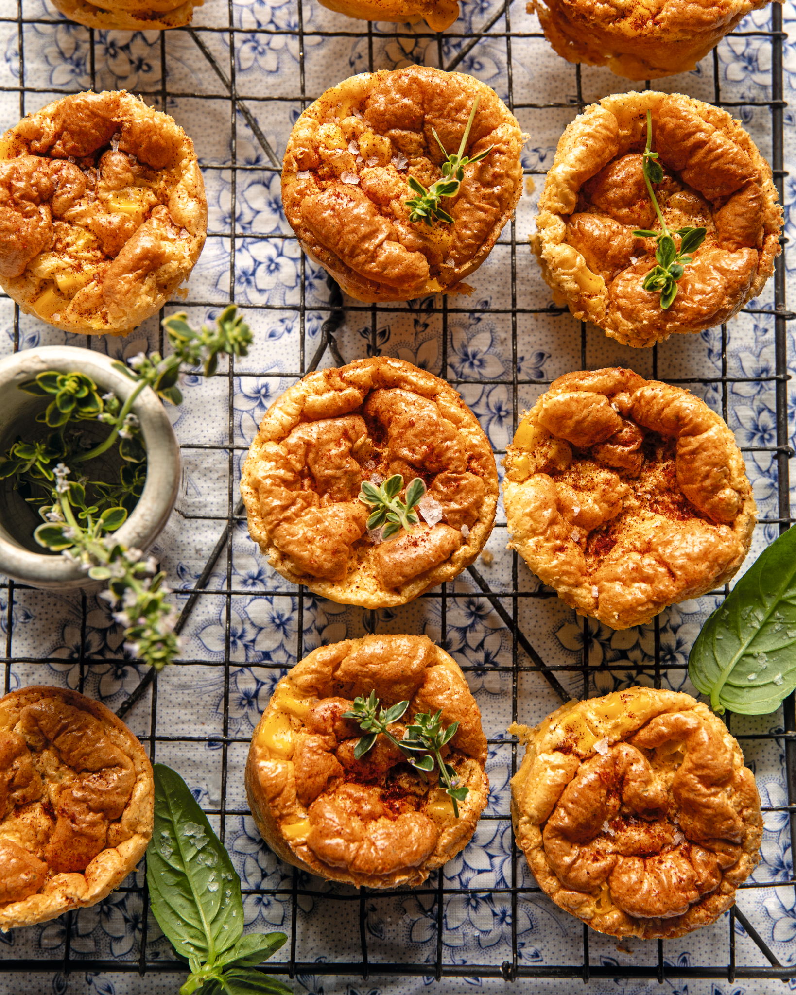 Mini Corn Soufflé Omelets.