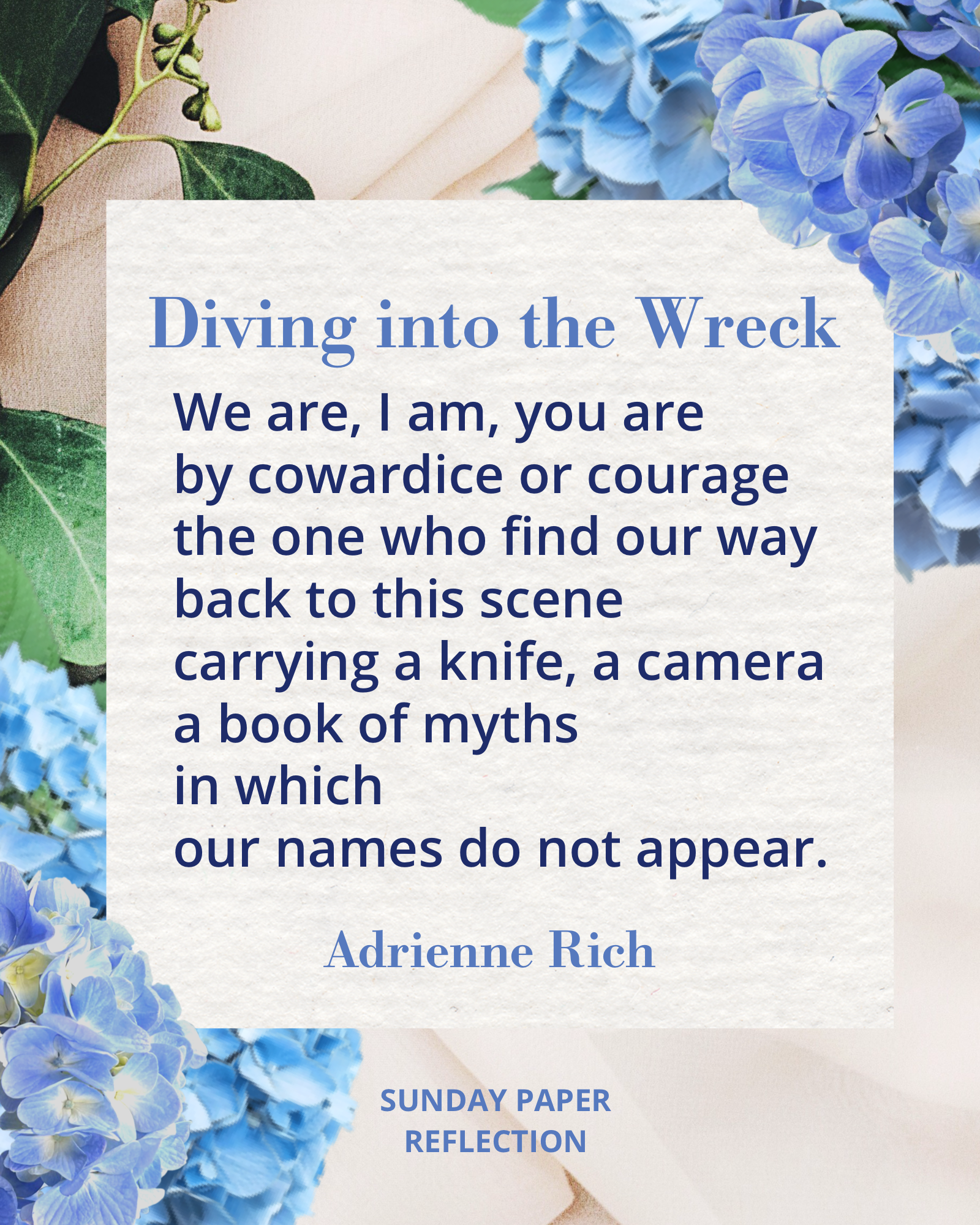 Diving into the Wreck by Adrienne Rich