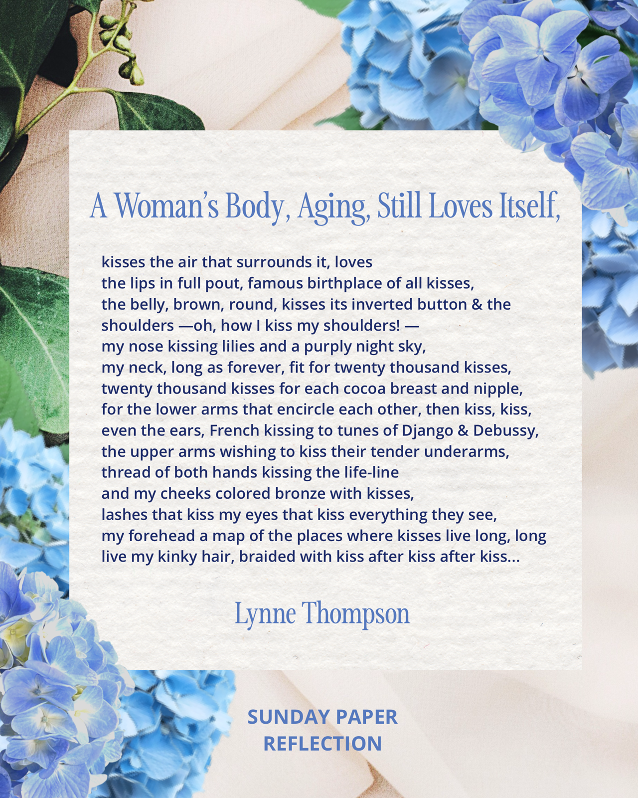 A Woman's Body, Aging, Still Loves Itself by Lynne Thompson