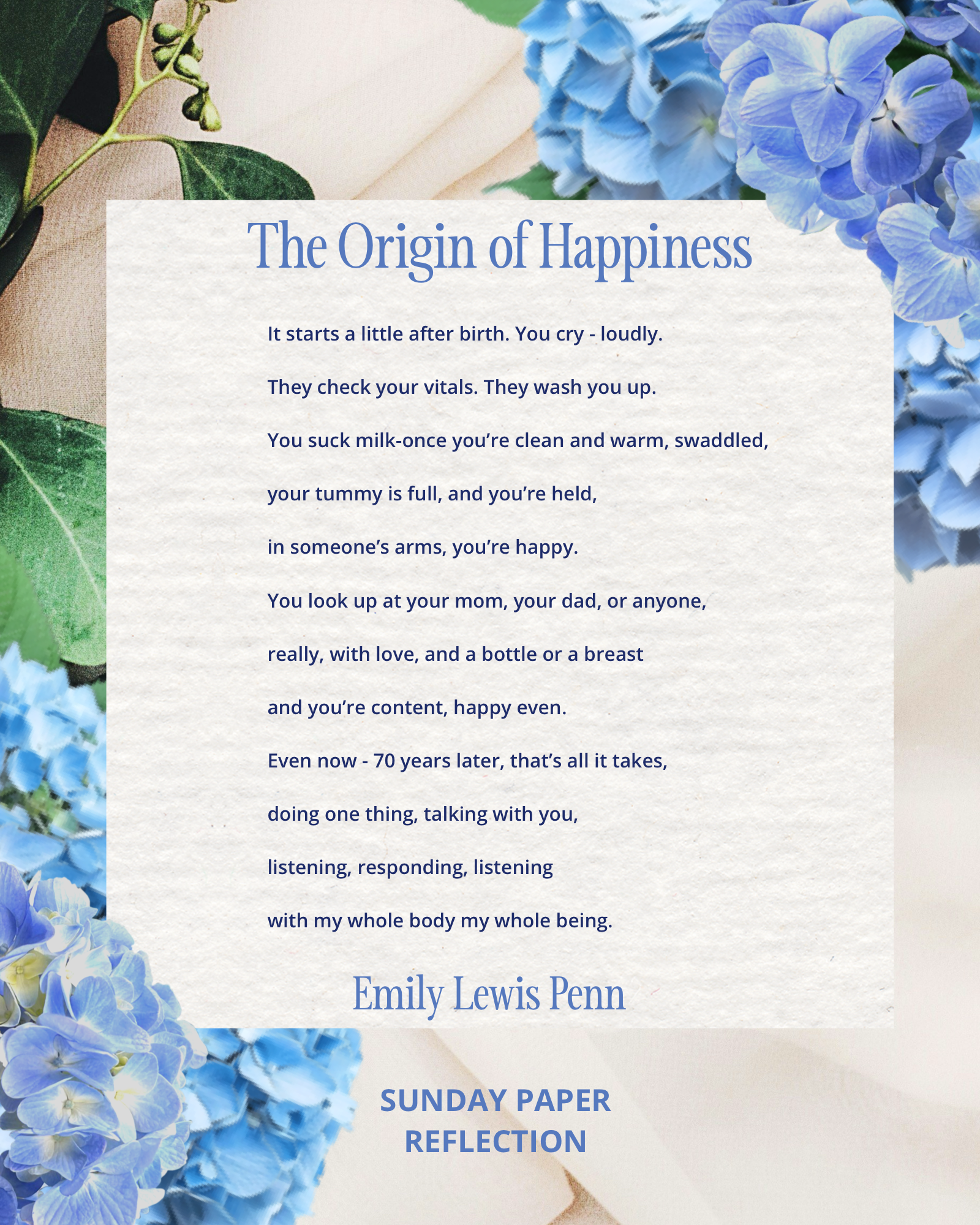 The Origin of Happiness by Emily Lewis Penn