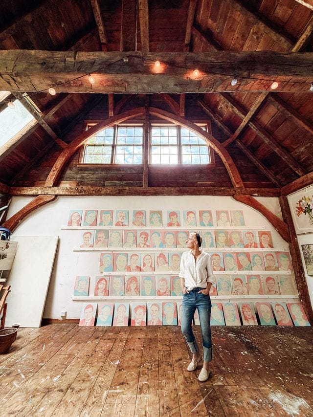 Katie with her finished portraits