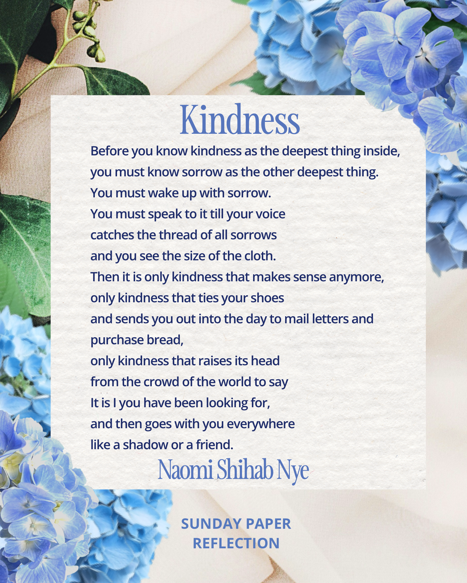 "Kindness" by Naomi Shihab Nye