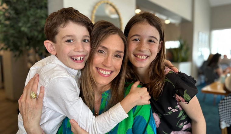 Beth Gebhard and her two children.