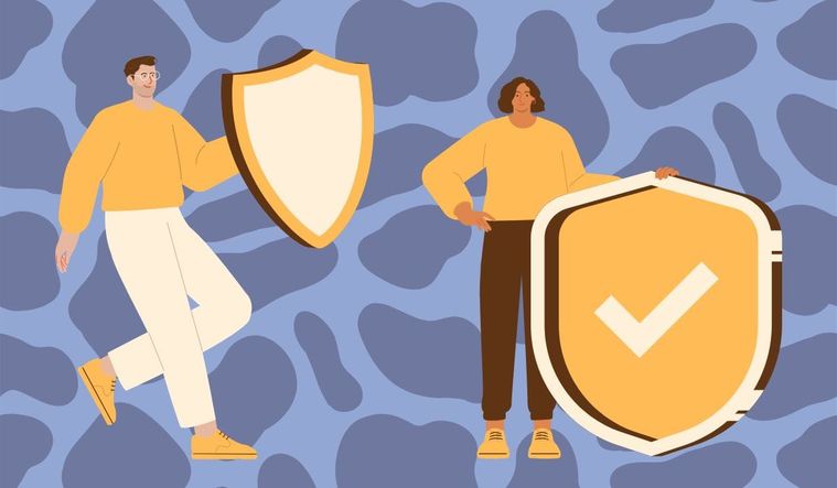 Graphic showing people with shields