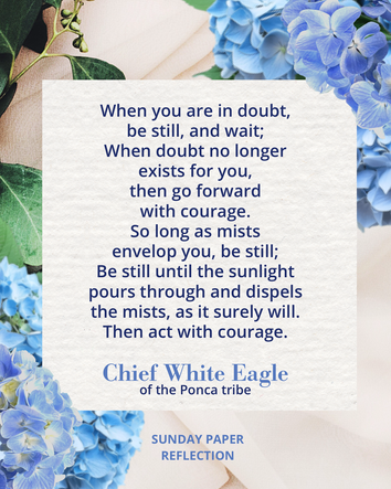 Cream beige image with green leaves. Chief White Eagle of the Ponca Tribe, full text on page below.