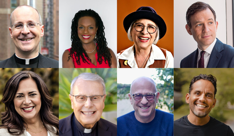 James Martin, Reverend Jacqueline Lewis, Carol Orsborn, James Martin, Kathy Caprino, Msgr. Lloyd Torgerson, Rabbi Steve Leder, and Danny Morel.