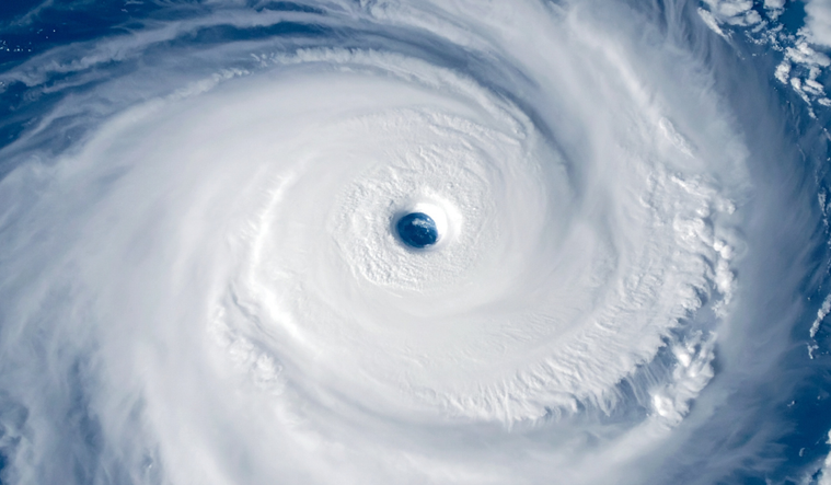 Aerial view of a hurricane