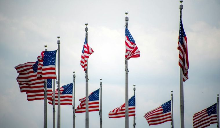 American flags.