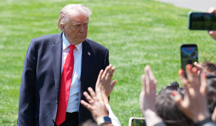 Trump talking with reporters