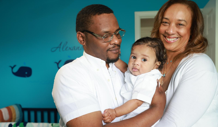 Michelle Hord with her son and husband