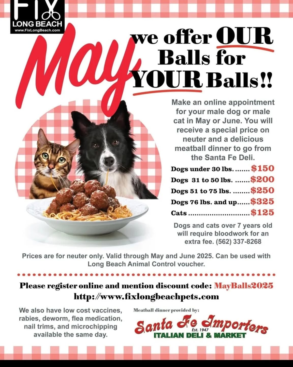 An advertisement that says "May we offer our balls for your balls!!!"