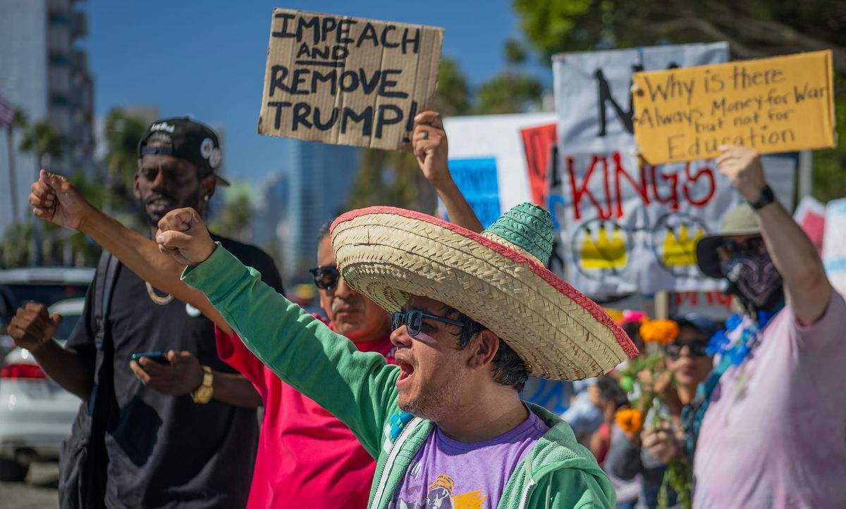 'No f-ing kings': Thousands gather in Long Beach to protest Trump admin