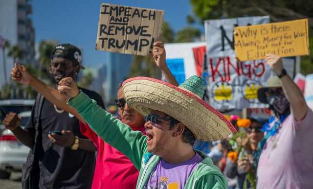 'No f-ing kings': Thousands gather in Long Beach to protest Trump admin