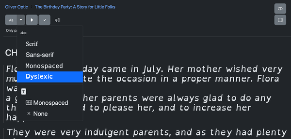 Dyslexic reading support