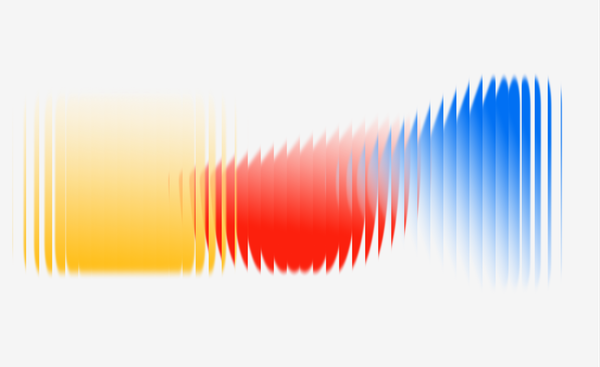 A yellow square, a wattermelon red and a blue square