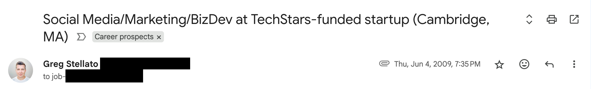 screenshot of a Craigslist job posting from a TechStars backed startup