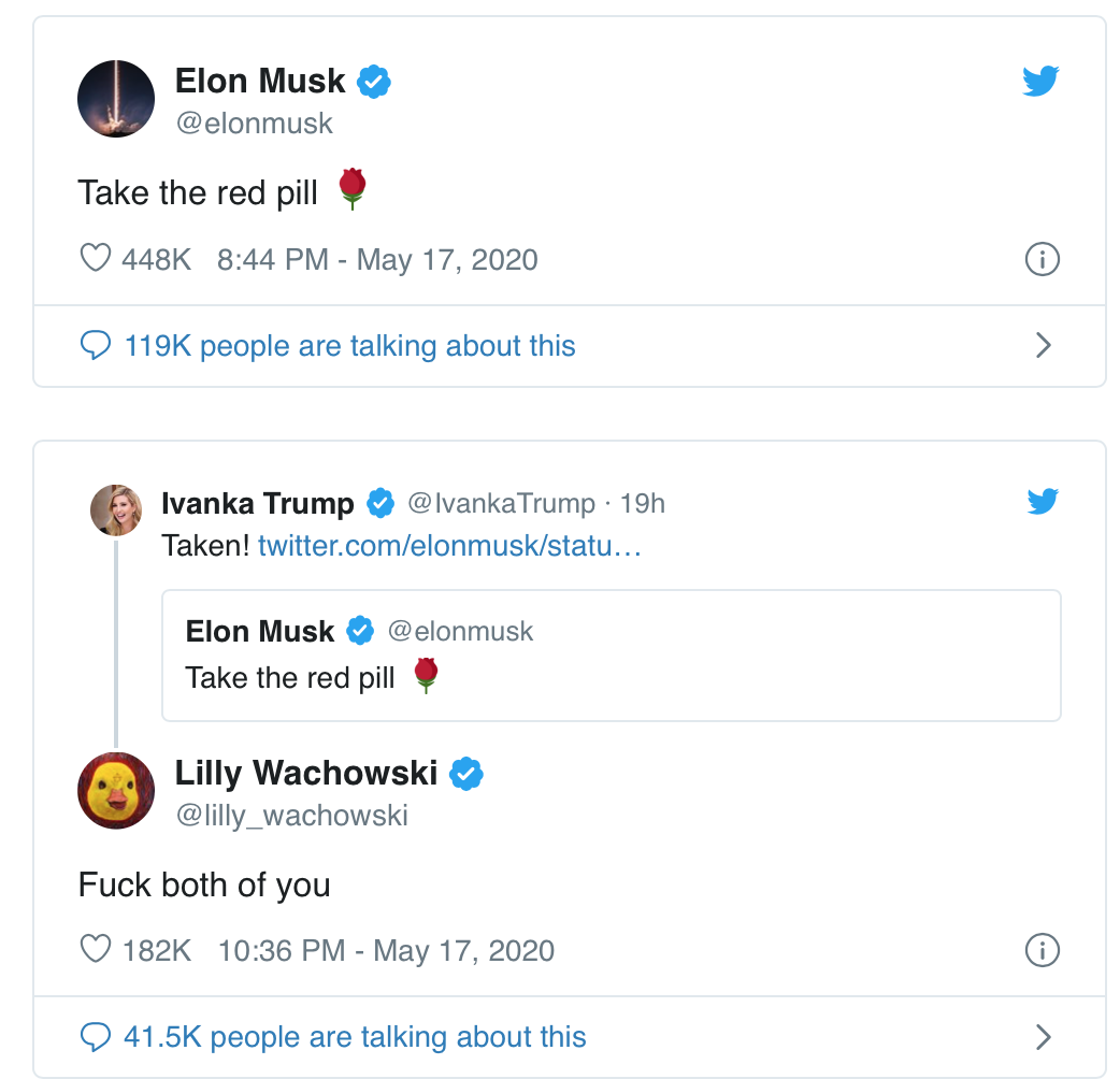 Lilly Wachowski Reads Ivanka, Elon Musk After 'red Pill', 56% OFF
