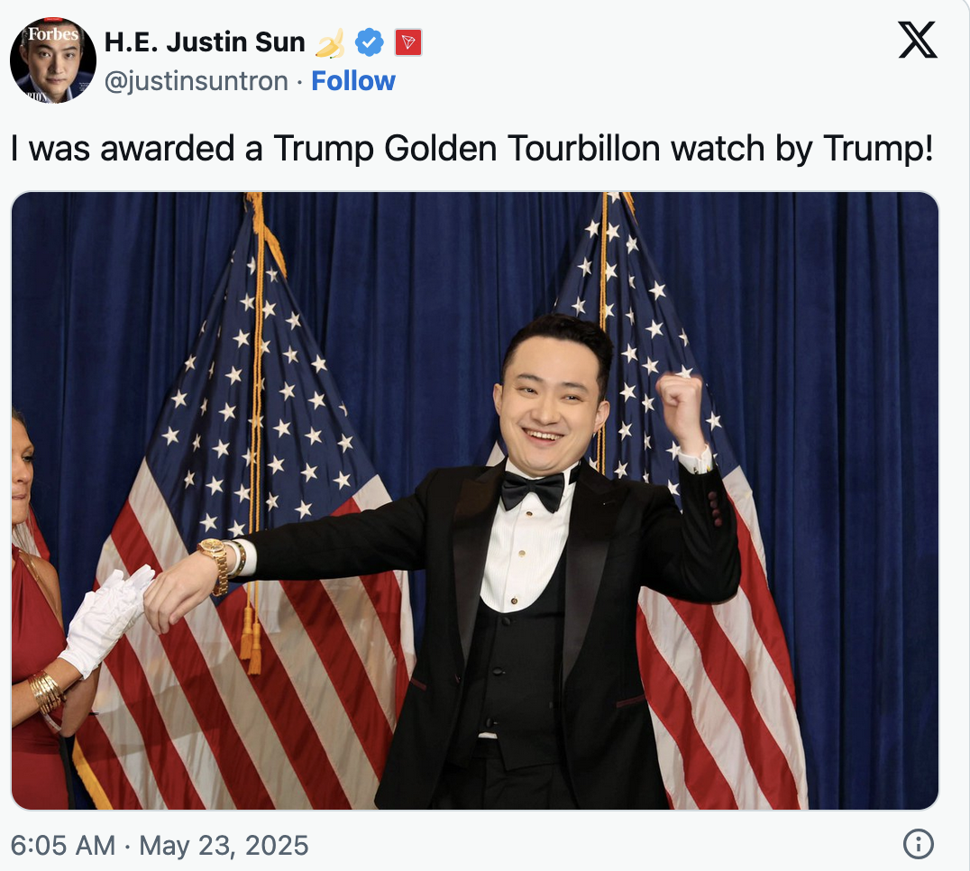 Justin Sun Crypto Grift Watch Winner