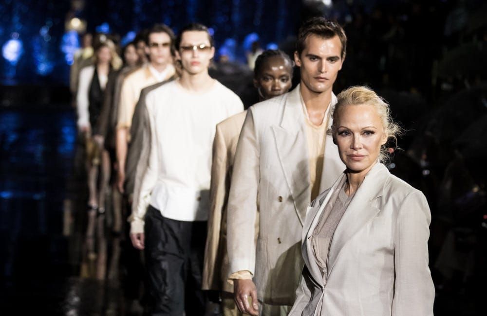 Pamela Anderson walks the runway during the Boss Spring/Summer March 2023 Miami Show - Getty