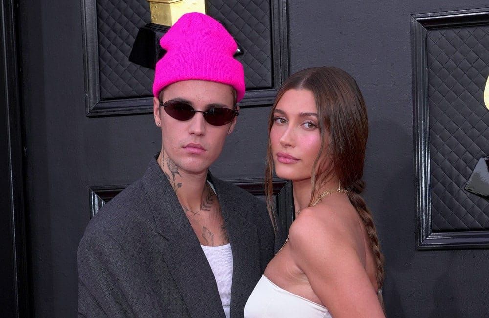 Justin Bieber and Hailey Bieber - Grammys 2022 - Getty