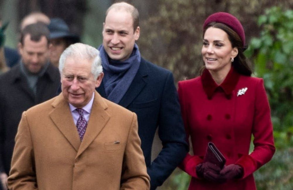 Prince Charles with William and Catherine at Church Dec 2018 - Getty