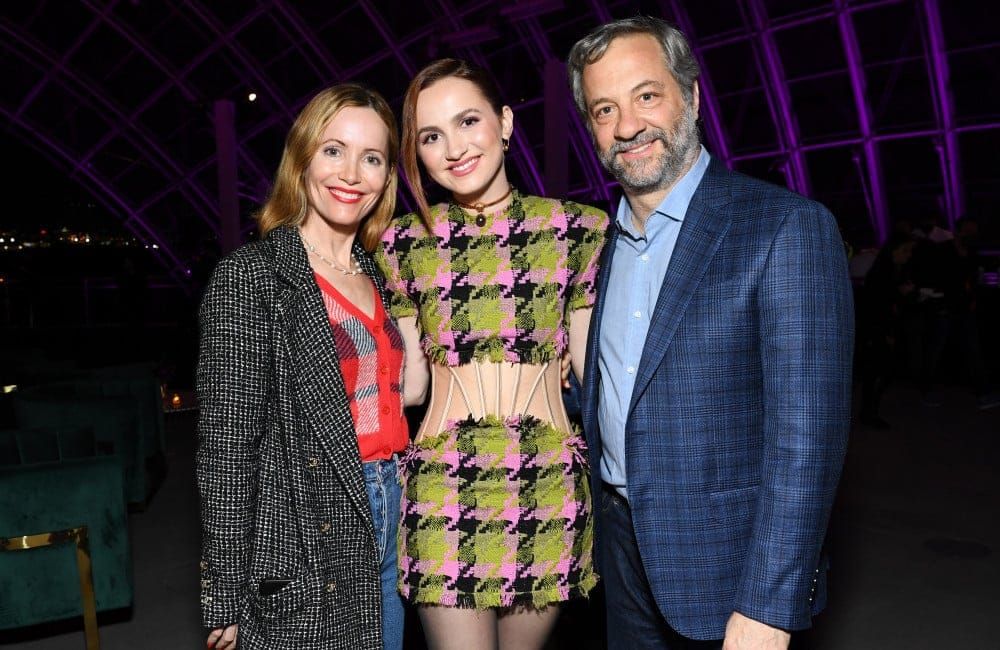 Leslie Mann with Maude and Judd Apatow at Euphoria launch - Getty - April 2022