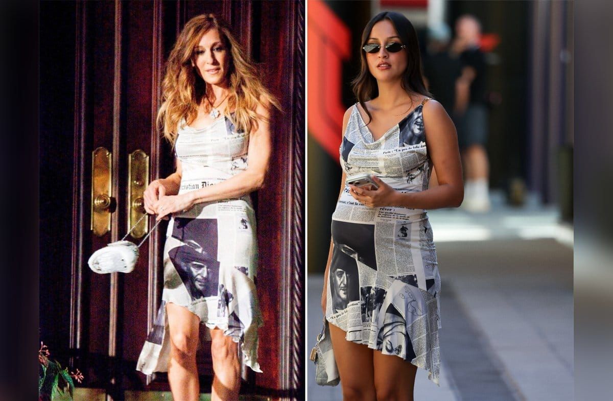 Sarah Jessica Parker (l.) lieferte 2000 die Kult-Vorlage. Nun zeigte Alexandra Leclerc, dass auch ein Babybauch hineinpasst.