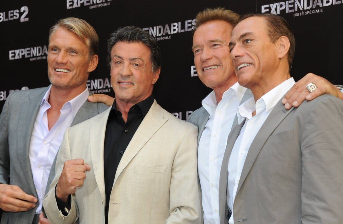 Dolph Lundgren, Sylvester Stallone, Arnold Schwarzenegger und Jean-Claude Van Damme bei der Premiere von "The Expendables 2"…