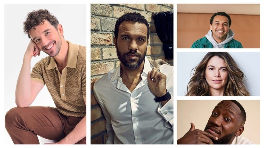 Collage der fünf Neuzugänge in Staffel 2 von „Rooster“: Michael Urie, O-T Fagbenle, Zavior Phillips, Sutton Foster und Lamorne Morris