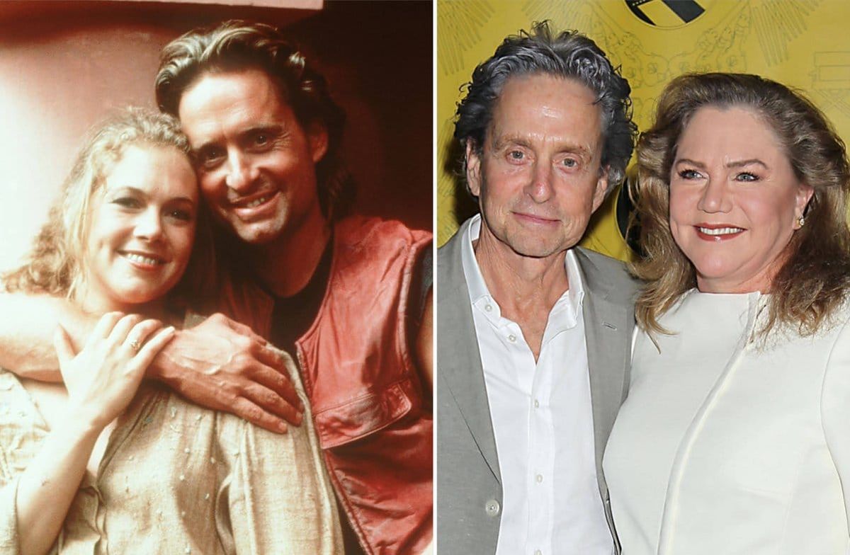 Michael Douglas und Kathleen Turner im Film (li.) und bei einem Event 2012.