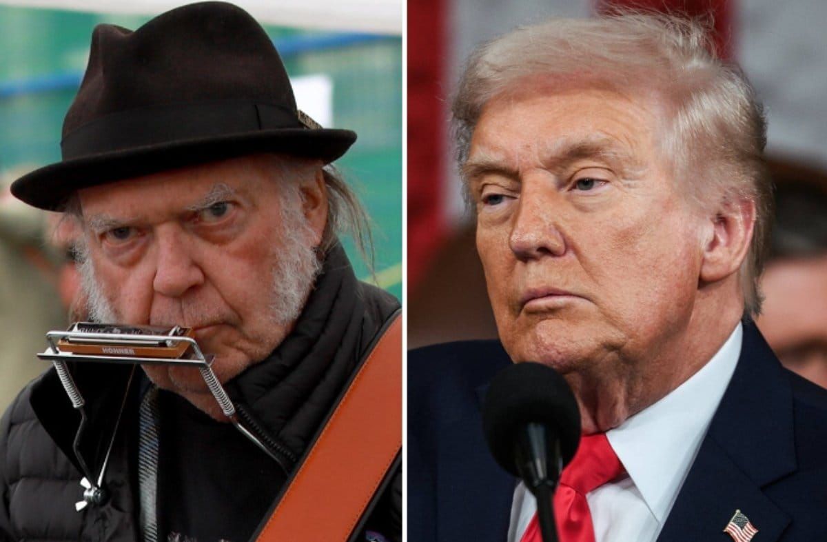 Rocklegende Neil Young vs. US-Präsident Donald Trump (r.) - landet ihr Streit erneut vor Gericht?