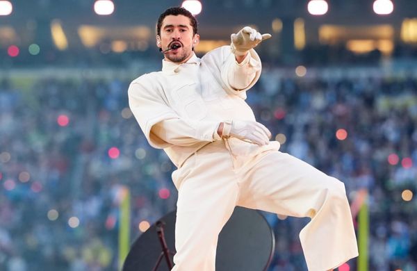 Bad Bunny performs at Super Bowl LX Feb 2026 - Getty