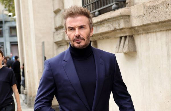 David Beckham arrives at the Boss fashion show - Millan - Getty