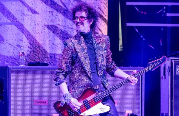 The Darkness bassist Frankie Poullain at Masonic Auditorium in San Francisco - Getty - October 2023