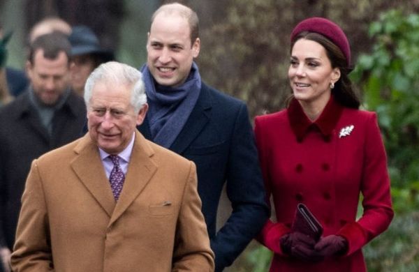 Prince Charles with William and Catherine at Church Dec 2018 - Getty