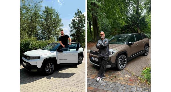 Björn Werner am weißen Jeep Compass und Patrick Esume am braunen Jeep Compass